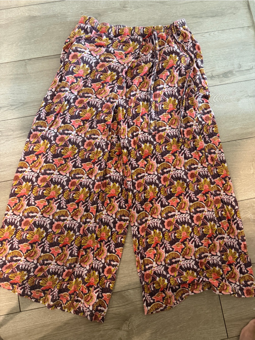 Floral Wide-Leg Women’s Yoga Pants in Pink & Yellow